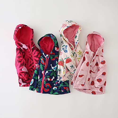 Image of Happy Cherry Kids Boys Girls Fleece Lined Windbreaker Jacket Fashion Prints Hoodie for Fall Winter