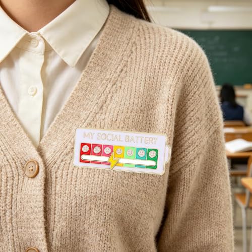 Image of 4PCS Enamel Pins, Badges for Bags, Brooch Pin for Women, Social Battery Expression for Mood Display, Non-Verbal Communication Accessories, Personal Style Enhancement