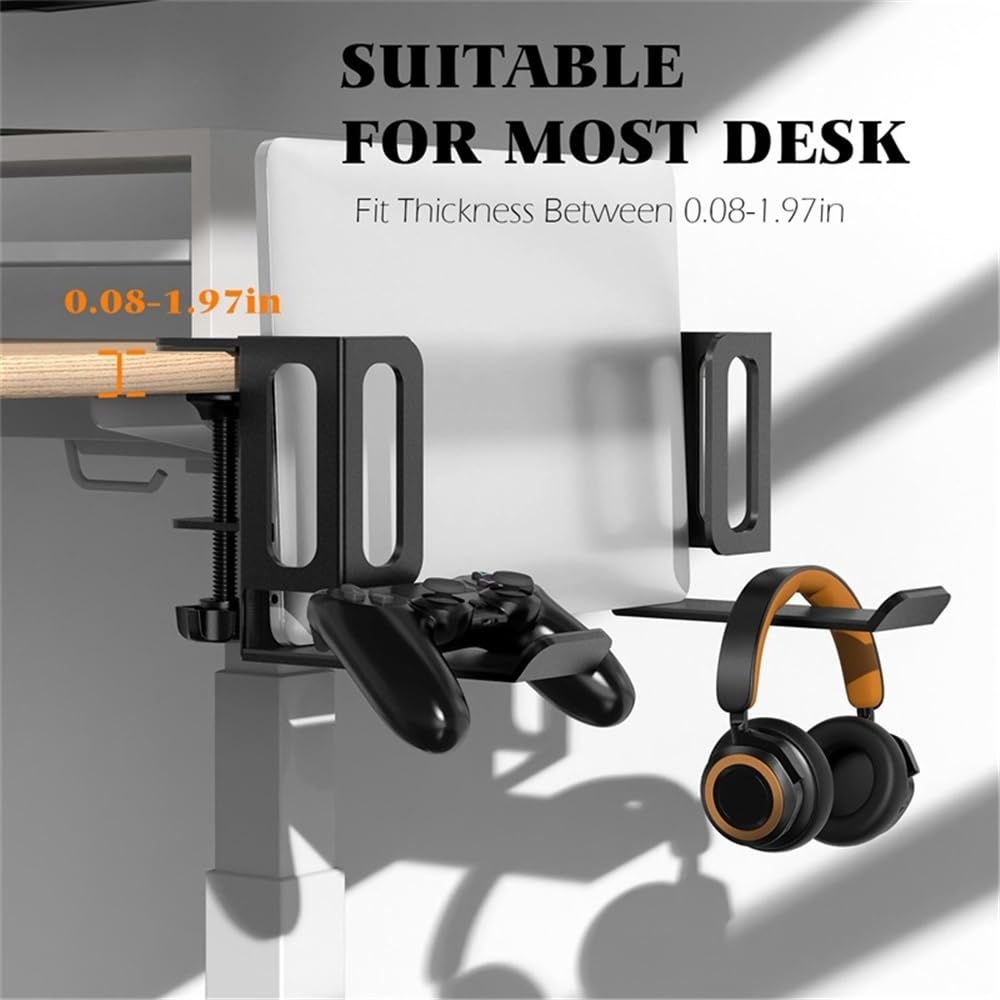 Supporto per Laptop Organizer for Laptop da scrivania, Supporto for Laptop sotto la scrivania con Supporto for Cuffie Rialzo per Laptop(Nero)