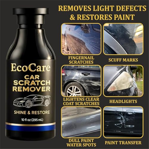 Image of EcoCare Car Scratch Removal | For Scratches and Scuff Marks | All-in-One Paint Restorer Wax With Microfiber Cloth & Storage Box | For Cars, Bikes, EV's & SUV's | Complete Kit | 295ML (Pack Of 1)