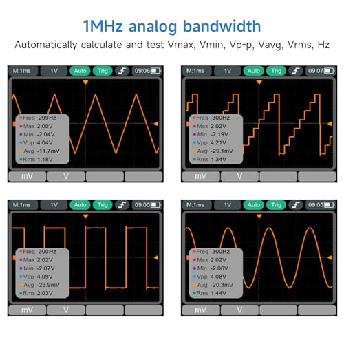 OWON HDS120 Multifunktions Oszilloskop Multimeter, 20000 Zählungen, tragbares 2 in 1Universal Testgerät, 1 Kanal, 1 MHz Bandbreite, USB Typ C Schnittstelle, 2,8Zoll IPS Bildschirm
