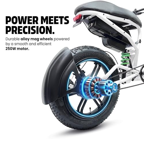 Image of Velzi Electric Cycle for Adults | Fat Tyre E-Bike | Dual Suspension | 25 km /h Top Speed | Comfortable Upright Ride | Stylish Urban Commuter Electric Bicycle (Cotton White)
