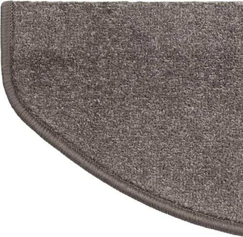 casa pura 15x Treppenstufen Matten, Stufenmatte innen für Treppe, Dynasty Velours Treppenteppich selbstklebend, Teppich für Treppenstufen (halbrund, Anthrazit)