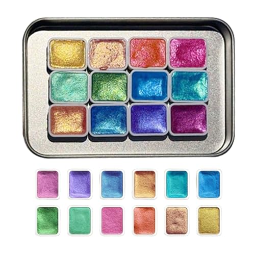 Shimmer 水彩絵の具セット - 12色絵画画材 幼稚園用 - 画材 アーティスト 初心者 子供 男の子 女の子 美術教師 クラフト愛好家 スクラップブッカーズ 教室