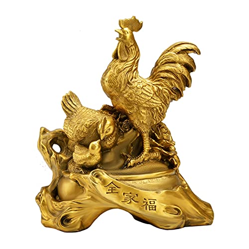 Statue de Coq en Laiton Feng Shui : Décoration Asiatique Traditionnelle pour Salon