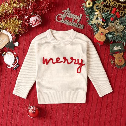 Kids Knit Christmas Sweaters Girl Cute Embroidery Crew Neck Pullover Boy Ribbed Knitted Long Sleeve Fall Winter Tops2