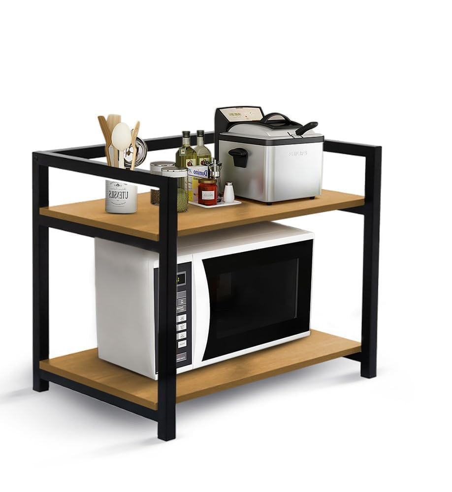 TEKCOOL Microwave Stand,Kitchen Rack Oven Rack 2-Tier Counter Shelf,Space Saving Organizer, Two Layers Counter Top Organizer for Printers on Desk, Microwave Shelf Stand (Wooden)-image-15