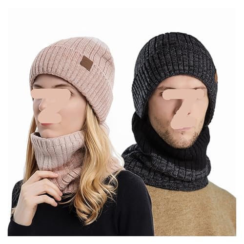Gorro y bufanda invierno hombre mujer de punto con forro lana suave 2