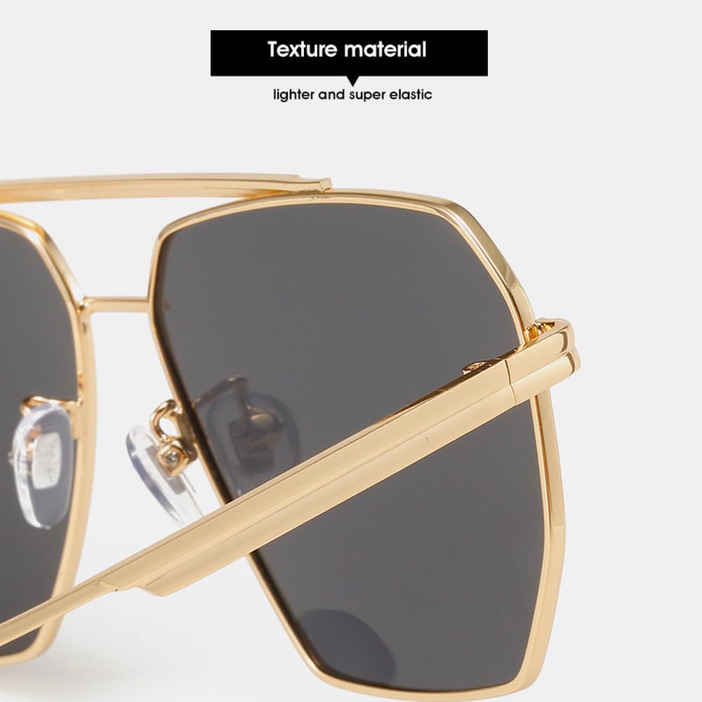 Trendige Retro-Sonnenbrille in Übergröße für Herren, klassischer Metallrahmen, Spiegel, Sonnenbrille, Brillen, klassisch, groß, UV400, Schwarz Bl