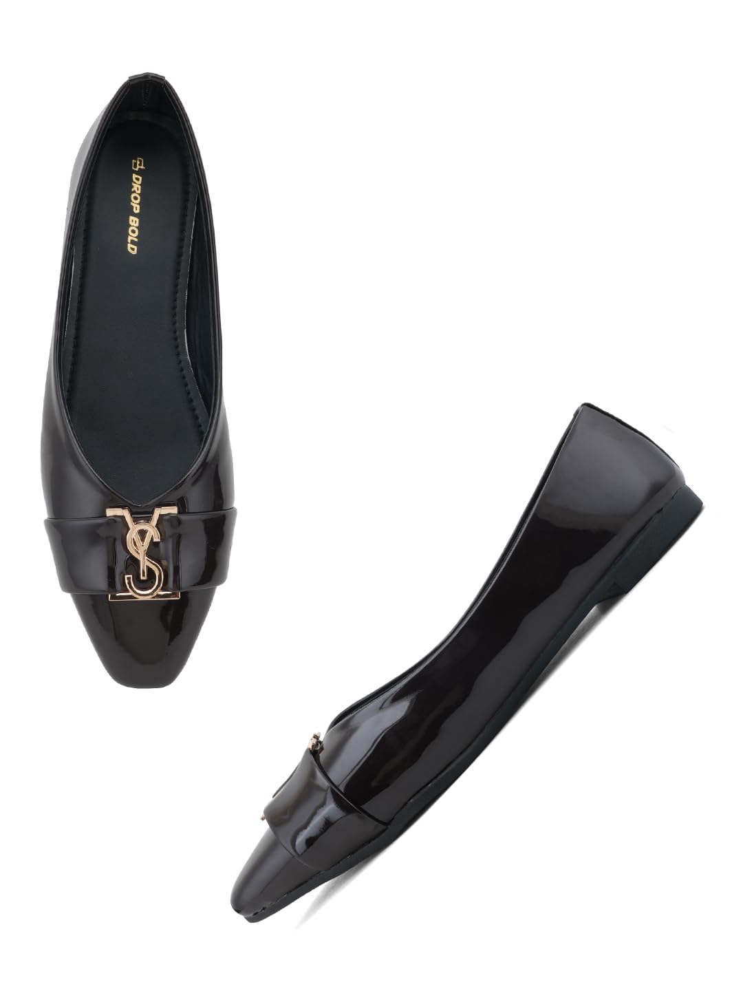 maroon pointed toe ballerinas with buckle detail for women