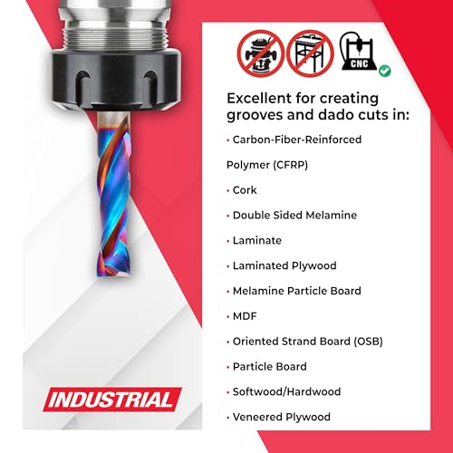 Image of Amana Tool Spektra Extreme Tool Life Coated Solid Carbide CNC Compression Spiral Router Bit, 46172-K-2 2 Pack, 3 /8 D x 1-1 /4 CH x 3 /8 SHK x 3 L 2 Fl