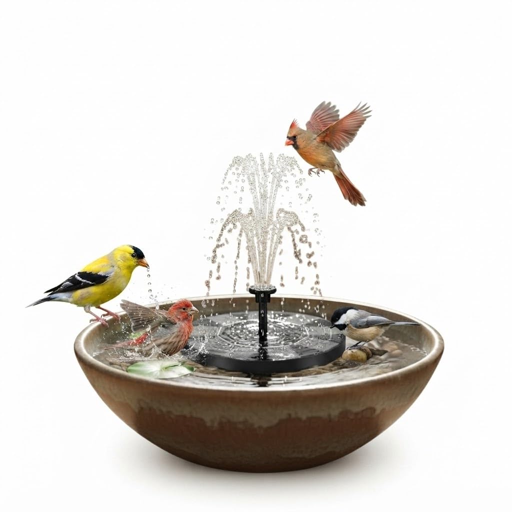 DRUMSTONE Genz Luxurious 5 Years Warranty 2.5W Floating Solar Bird Bath Fountain Pump with Spray Nozzles, Automatic Solar Powered Water Fountain for Bird Baths, Garden, Pond & Outdoor Decoration BLACK-image-21