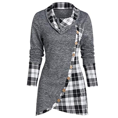 Femme Oversize Pull Tops Col V Manches Longues Casual Shirt Robe Tunique Blouse Cover