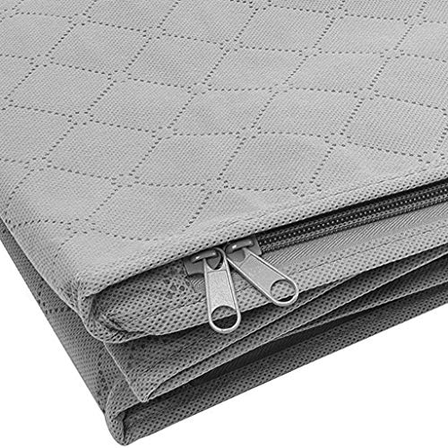 PLENTOP 6-Pack Foldable Closet Organizer Clothing Storage Bags with Clear Window Sturdy Zipper and Reinforced Handle (Gray)
