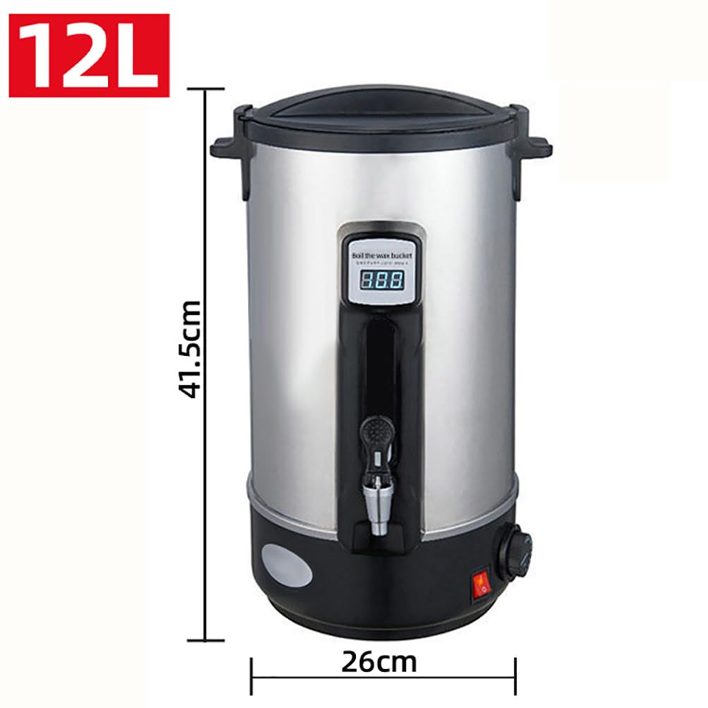 Elektryczny tygiel do wosku, 8L/10L/12L/20L/30L/35L Topiarka do wosku do produkcji świec z wylewką do szybkiego nalewania, kontrola temperatury (12L)