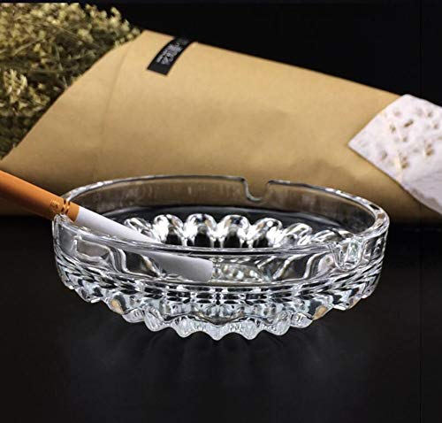 Cinzeiro de vidro YXQ 3 peças, padrão de flores redondas de 11,4 cm, cristal transparente, fumaça pe
