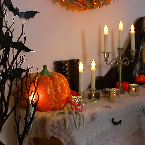 Image of Amagic 12pcs Batteries Operated Taper Candles with Remote, Warm White Flickering Light, Flameless Handheld Candles Floating, Led Hanging Candlesticks for Party Halloween Christmas Church Home