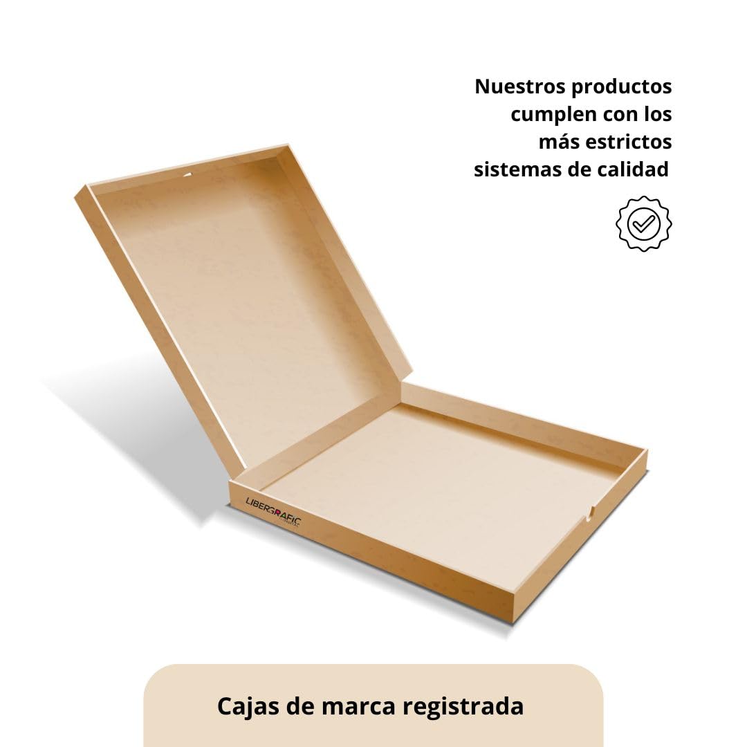 Caja Carton para Pizza 33x33 cm (mediana) | Caja Cuadrada Marrón Kraft Automontables | Pack de 100x cajas