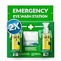 MAASTERS BPA Free Portable Eye Wash Station OSHA Compliant - Wall-Mounted First Aid Eye Wash Kit w/Mirror & 2X 16oz Empty Bottles - No Eye Wash Solution Included - Emergency Eyewash - Set of 2