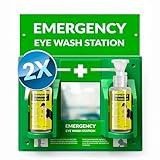 MAASTERS BPA Free Portable Eye Wash Station OSHA Compliant - Wall-Mounted First Aid Eye Wash Kit w/Mirror & 2X 16oz Empty Bottles - No Eye Wash Solution Included - Emergency Eyewash - Set of 2