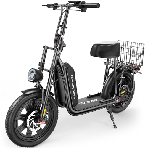 iScooter F7 Electric Scooter Adults, 28 MPH Top Speed & 45 Miles Range, 16'' Fat Tire Scooter for Adults, Detachable Seat & Adjustable Handlebar, 1000