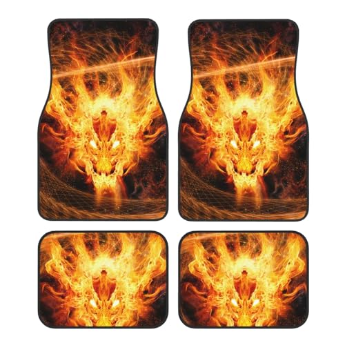Asamike カーマット 4点セット (前席2枚・後席2枚) ドラゴン 龍 竜 金色 車 軽自動車 フロアマット 車用フロアマット カーフロアマット マット 防水 滑り止め 汚れ防止 普通車 汎用 四季通用 カー用品 丸洗いOK 取付簡単