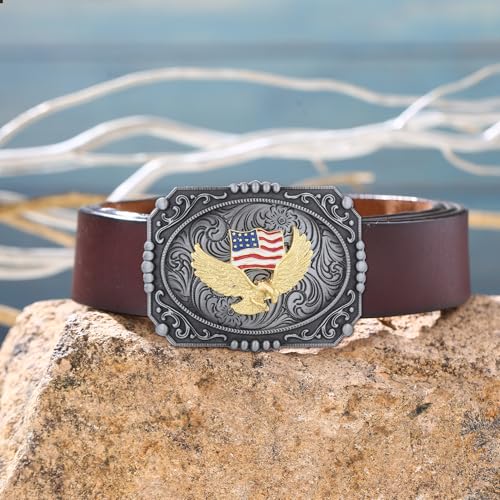 Image of Turquoise Belt Buckle for Men Western Texas Longhorn Bull Rodeo Belt Buckle American Cowboy Chic Gift