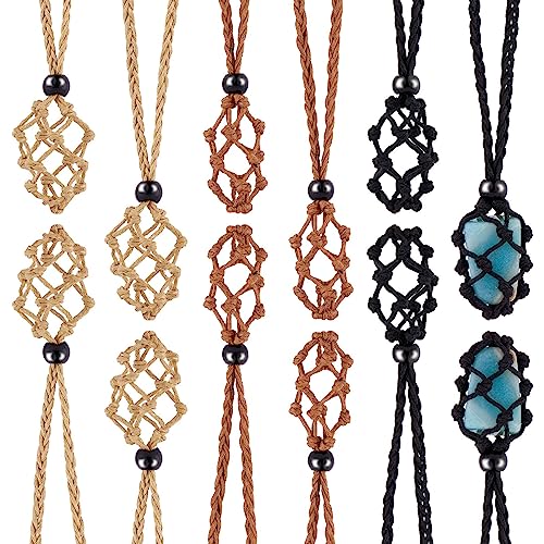 WEWAYSMILE 12pcs Cordones de Collar de Piedra Soporte de Piedra vacío Soporte de Collar vacío Cuerda de Collar, Jaula de cordón Ajustable Cordón de Collar de Red de Pesca, 76 cm de Largo, 4 Colores