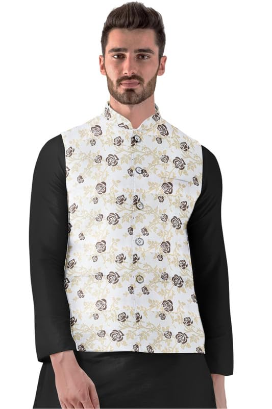 Men's Jacquard Printed Full Sleeve Waistcoat (Beige, 40)-PID53478-picture-20