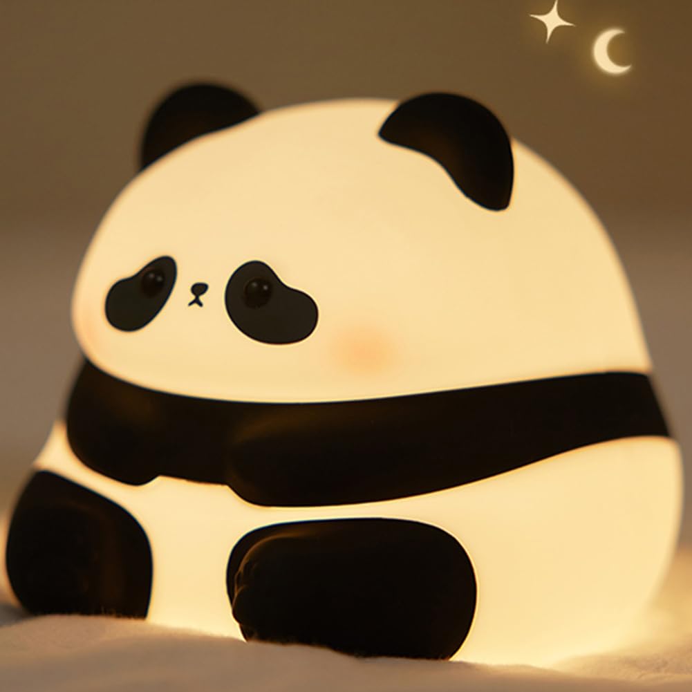RuiDay Night Light for Kids, Cute Panda Lamp With Touch Control & Timer, LED USB Rechargeable Battery, 3 Light Modes & Food Grade Silicone, Gifts for Boy/Girl, 1203941