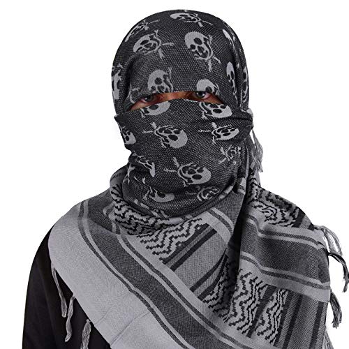 Gerinly Urban Style Shemagh Scarf Fashion Ethiopian Head Wrap For Men Women Blanket Square Arab Tessel Scarf Large Skull Keffiyeh (Grey) #TOP1