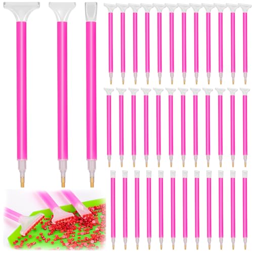 36 Pack Diamond Art Painting Pens 5D Diamond Embroidery Art Pens with 3 Drill Sizes, Efficient Diamond Art Pens Tools for DIY Diamond Rhinestone Painting Crafts Making (Red)