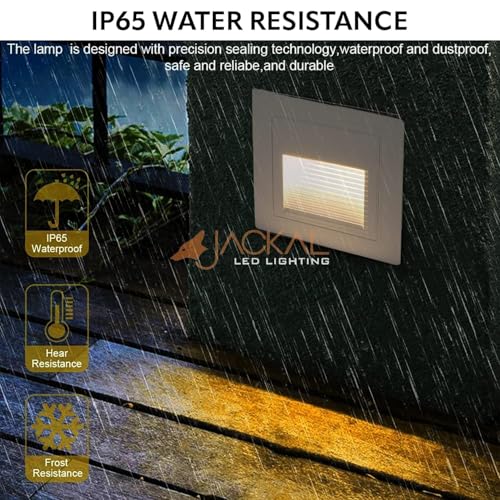 Image of JACKAL 3W LED Step Light, 120V Stair Light Indoor /Outdoor Ultra Bright, IP65 Waterproof, 3000K (WW) White Body | Perfect for Home Decor, Stairway, Pathway, Driveway, Etc. | (6 Months Warranty)