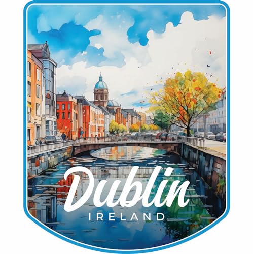 Imán decorativo souvenir con diseño acuarela de Dublín miniatura 1