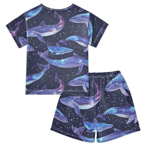 ALAZA Whale Space Starry Pajamas Short Sleeve 2 Piece Sleepwear Top and Bottom Pajama Set Unisex2