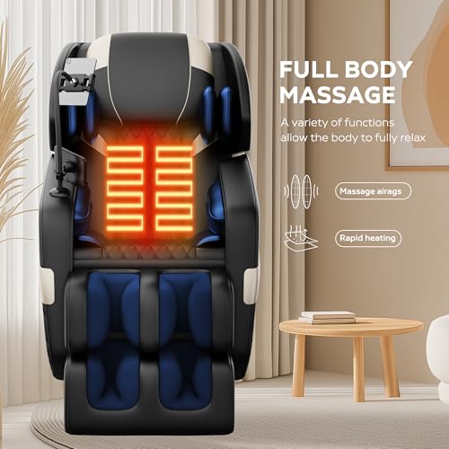 GDFStudio Massage Chair Full Body,Zero Gravity Recliner,2025 Massage Recliner Chair Whit 6 Massage Rollers - Foot Relief,Airbag Massage,Bluetooth Speaker,Repid Heating,Black - Image 4