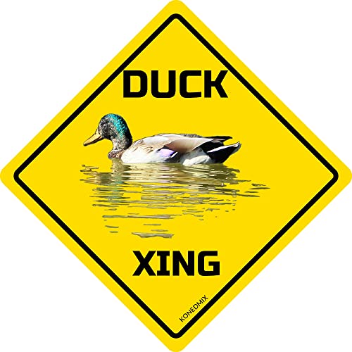 Image of Duck Xing Crossing Sign Funny Novelty Metal Tin Sign for Bar Club Country Home Coffee Shop Indoor& Outdoor Decor Yellow Street Sign 12X12inch | Wall Decor