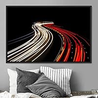 Framed Canvas Wall Art Light Exposure Colorful Industrial Lights Multicolor Neon Photography Places Portrait Realism - 16x24 inches