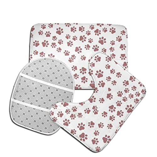 DIRYKILP Badematte + Konturmatte + Toilettendeckelbezug, Niedlicher Hund Melone Druck 3 Stück Badematte Set, mit rutschfester Klebeunterseite – Bild 5