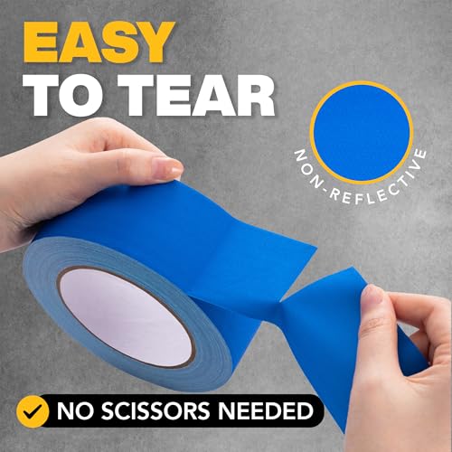 Image of Gaffers Tape Heavy Duty, Easy to Rip, Residue-Free Professional Grade Floor Tape for Electrical Cords, Matte Finish Non Reflective, Weather Resistant (6, Blue, 2 inch x 30 Yards)