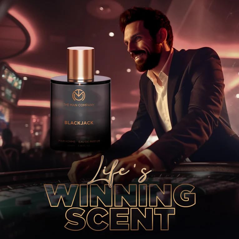Image of The Man Company Blackjack Perfume for Men - 100ml | Premium Long-Lasting Fragrance Body Spray | EDP for Men (Eau De Parfum) | Valentine Gift Set For Husband, Boyfriend