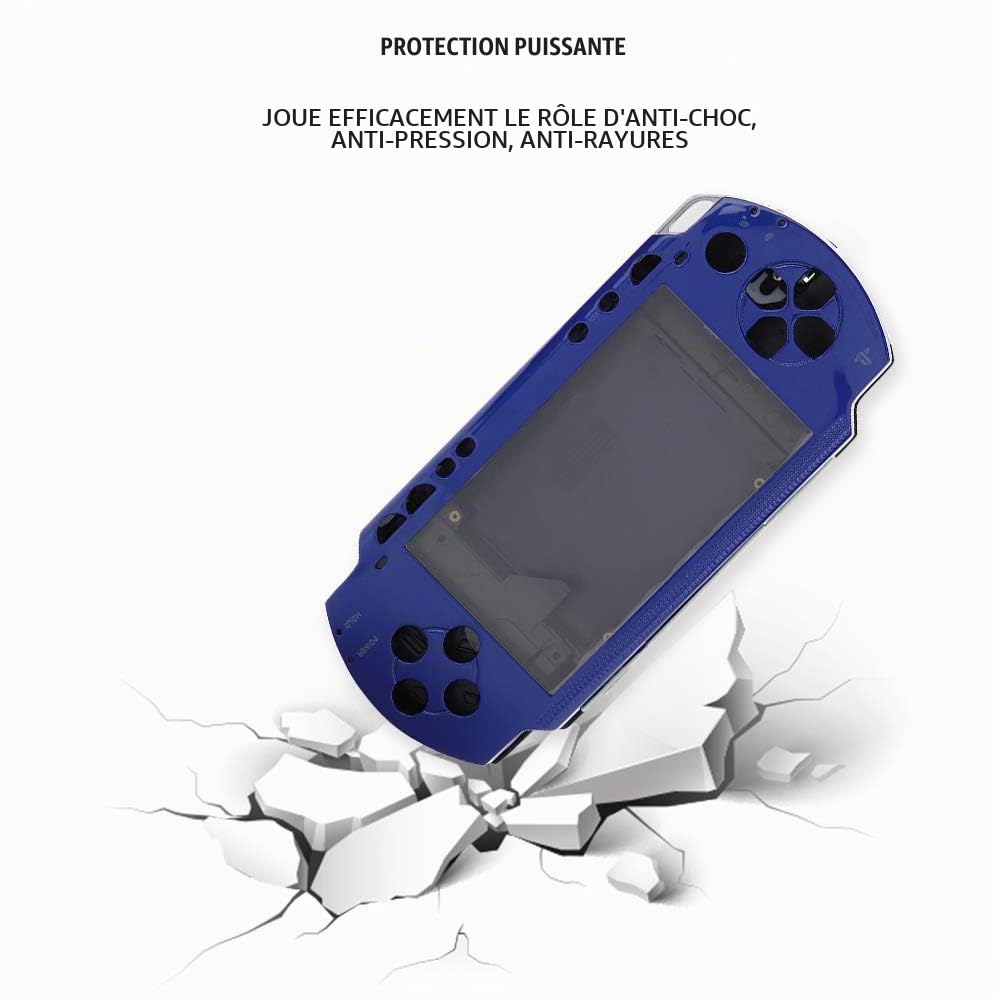 Coque complète de Remplacement pour boîtier de Protection avec kit de Boutons pour Console de Jeu 1000 / Portable 1000 (Bleu)