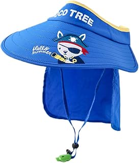 Sombrero de Sol de ala Ancha para niños y niñas con protección Solar UPF 50+ con Visera con patrón de Cambio de Color UV para Cachorro Pirata Azul S