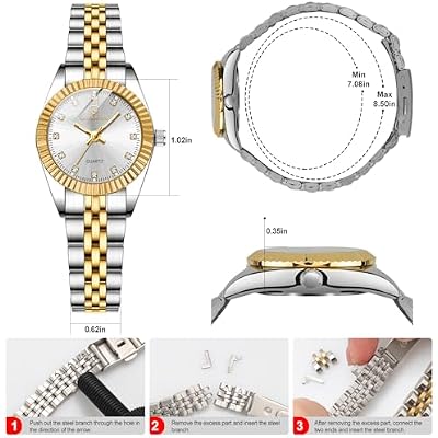 Watches for Women, Small Gold Womens Watches, Stainless Steel Ladies Wrist Watches, Waterproof Analog Watch with Luminous and Japanese Quartz Movement, Dainty Dress Watch, Gifts for Women