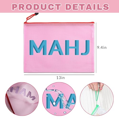 Bolso vacío para fichas Mahjong con cremallera rojo miniatura 3