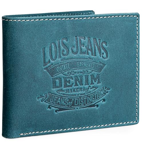 Lois - Cartera para Hombre Piel Genuina Cuero. Tarjetero con Sistema Bloqueo RFID. Marca Genuina y Original. Billetera Joven Diseñada en España 201707, Color Azul