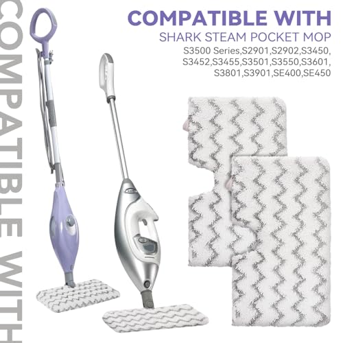 Image of S3501 For Shark Steam Pocket Mop Pads: Washable Replacement Pads For Shark Steam Pocket Mop S3601D S3601 S3801CO S3901 S3550 SE450