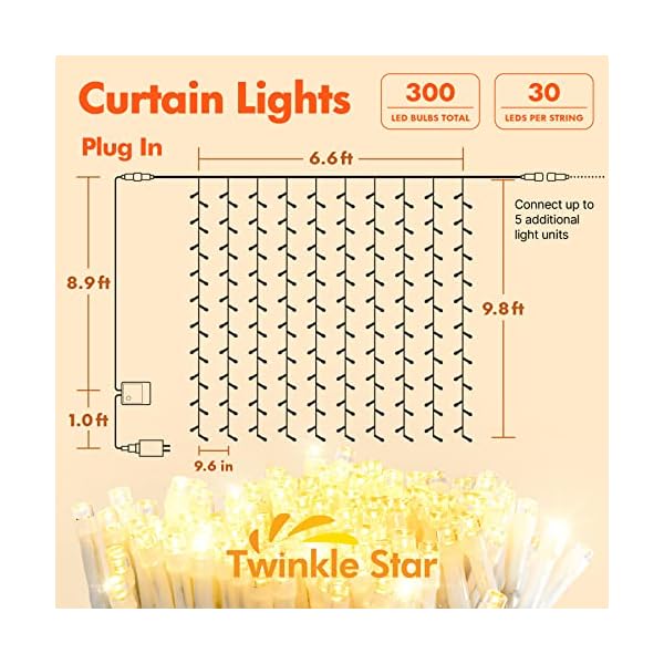 Twinkle star 300 led window curtain string light for christmas wedding party home garden bedroom outdoor indoor wall decoration - image 3