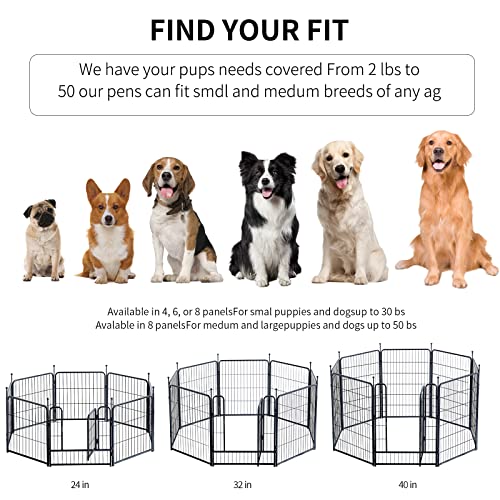 Image of Dog Playpen,Portable Outdoor Dog Fence, Dog Playpen for Large /Medium /Small Dogs, Dog Fences for the Yard,with Doors Foldable Metal (32 inch, 32 Panels)