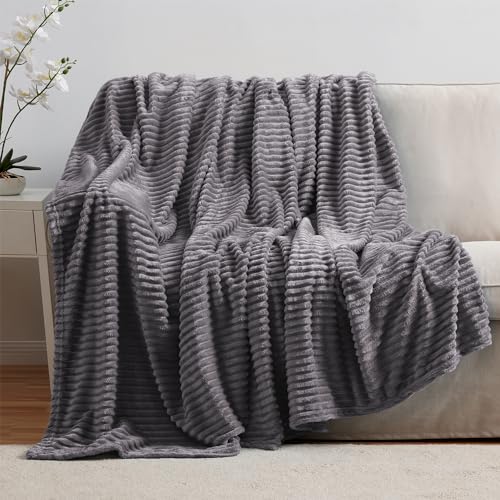 Image of Nestl Purple Throw Blanket for Couch - Cozy Warm Fuzzy Blankets for Women, Plush Small Fleece Throws for Girls - Dusty Purple, 50 x 60 Inches